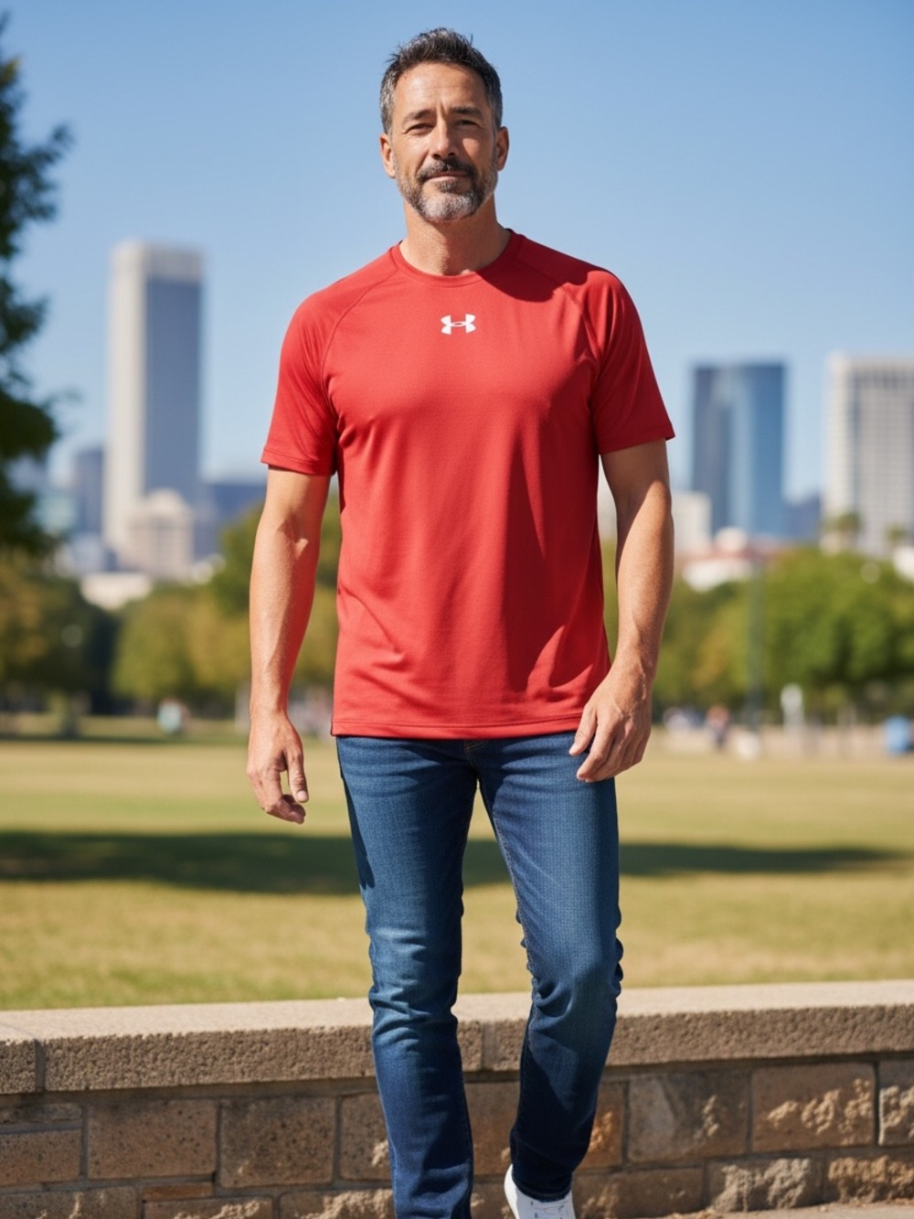 Under Armour Red UA Tech Locker Short Sleeve HeatGear Shirt Men’s Sz Large